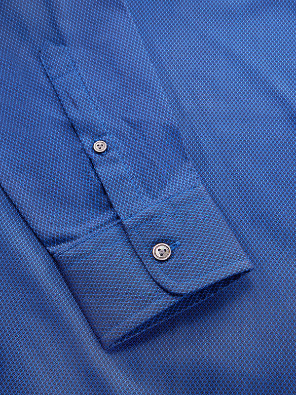 Bruciato Navy Solid Full Sleeve Single Cuff Tailored Fit Semi Formal Dark Two Ply Mercerized Cotton Shirt