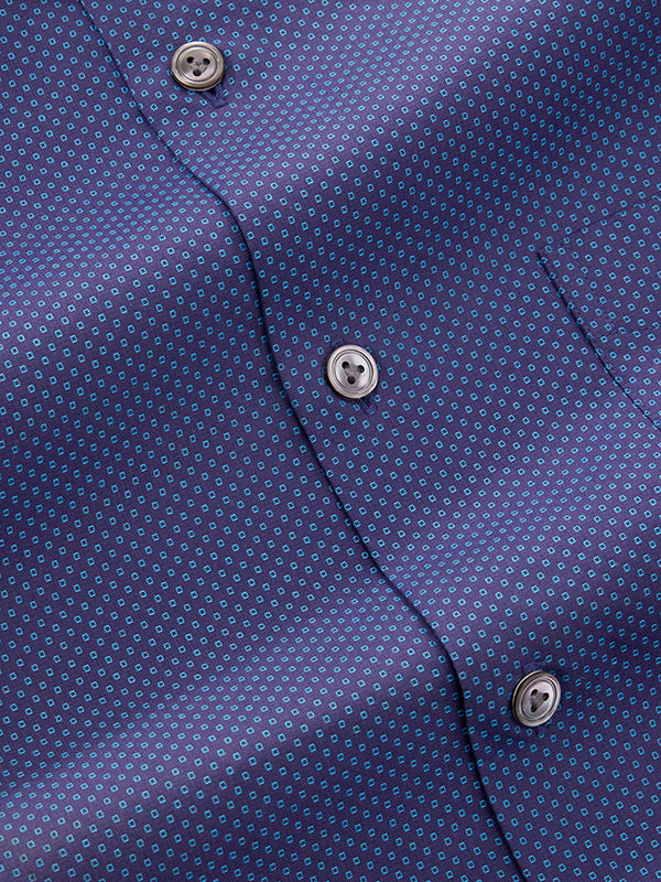 Bruciato Teal Solid Full Sleeve Single Cuff Tailored Fit Semi Formal Dark Two Ply Mercerized Cotton Shirt