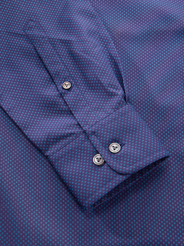 Bruciato Teal Solid Full Sleeve Single Cuff Tailored Fit Semi Formal Dark Two Ply Mercerized Cotton Shirt