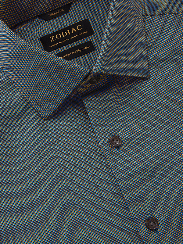 Bruciato Blue Solid Full Sleeve Single Cuff Tailored Fit Semi Formal Dark Two Ply Mercerized Cotton Shirt