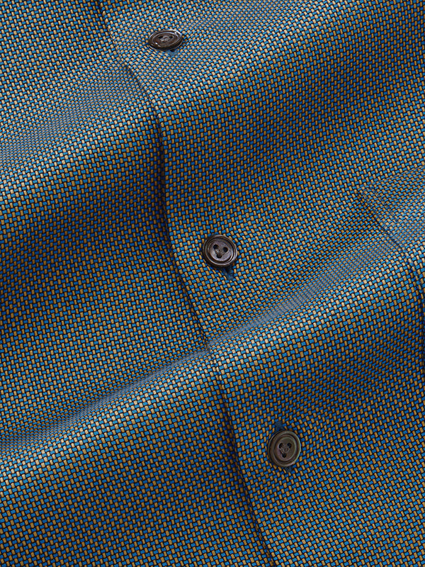 Bruciato Blue Solid Full Sleeve Single Cuff Tailored Fit Semi Formal Dark Two Ply Mercerized Cotton Shirt