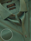 Bruciato Green Solid Full Sleeve Single Cuff Tailored Fit Semi Formal Dark Two Ply Mercerized Cotton Shirt