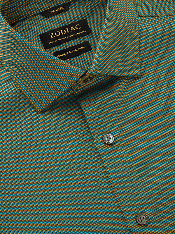 Bruciato Green Solid Full Sleeve Single Cuff Tailored Fit Semi Formal Dark Two Ply Mercerized Cotton Shirt