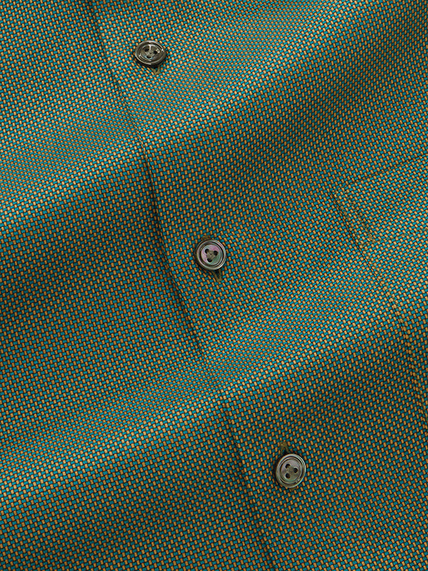 Bruciato Green Solid Full Sleeve Single Cuff Tailored Fit Semi Formal Dark Two Ply Mercerized Cotton Shirt
