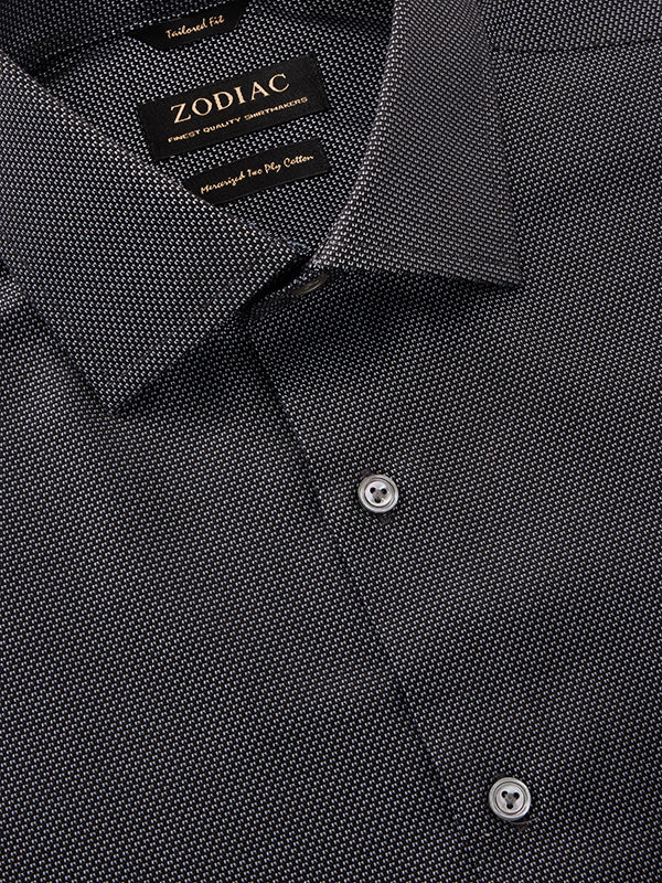 Bruciato Black & White Solid Full Sleeve Single Cuff Tailored Fit Semi Formal Dark Two Ply Mercerized Cotton Without Pocket Shirt