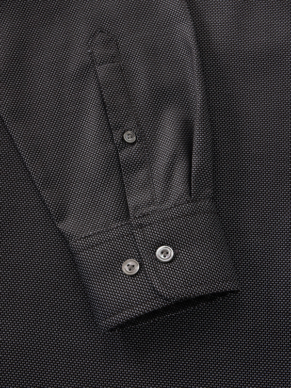 Bruciato Black & White Solid Full Sleeve Single Cuff Tailored Fit Semi Formal Dark Two Ply Mercerized Cotton Without Pocket Shirt