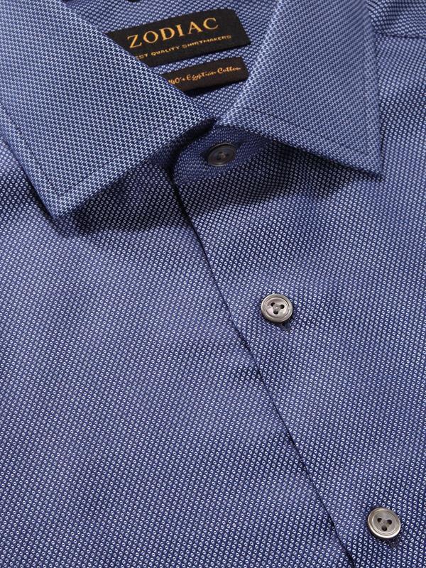 Bruciato Blue Solid Full Sleeve Single Cuff Tailored Fit Semi Formal Dark Two Ply Mercerized Cotton Shirt