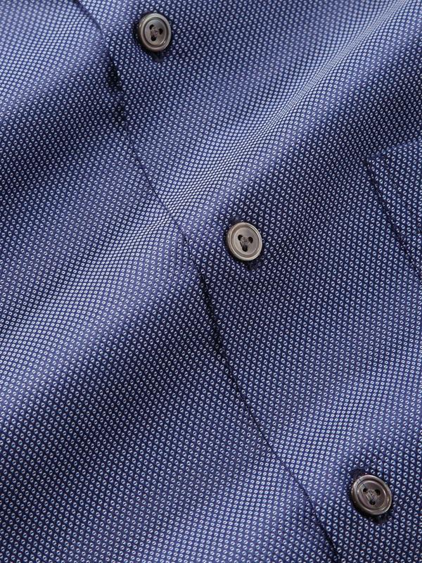 Bruciato Blue Solid Full Sleeve Single Cuff Tailored Fit Semi Formal Dark Two Ply Mercerized Cotton Shirt