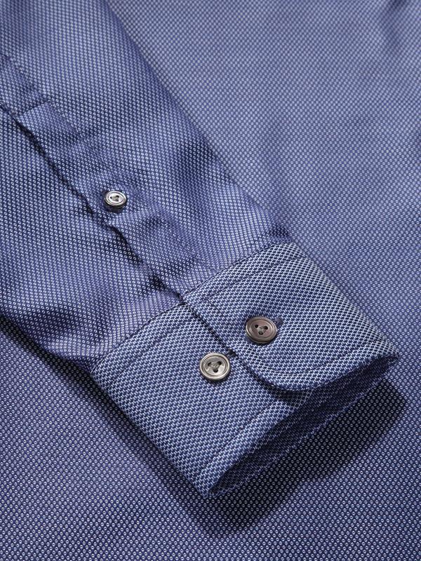 Bruciato Blue Solid Full Sleeve Single Cuff Tailored Fit Semi Formal Dark Two Ply Mercerized Cotton Shirt