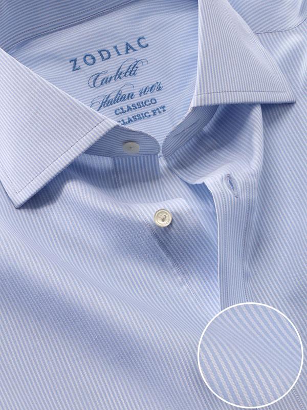 Carletti Sky Striped Full Sleeve Single Cuff Classic Fit Classic Formal Italian 100’s Cotton Shirt