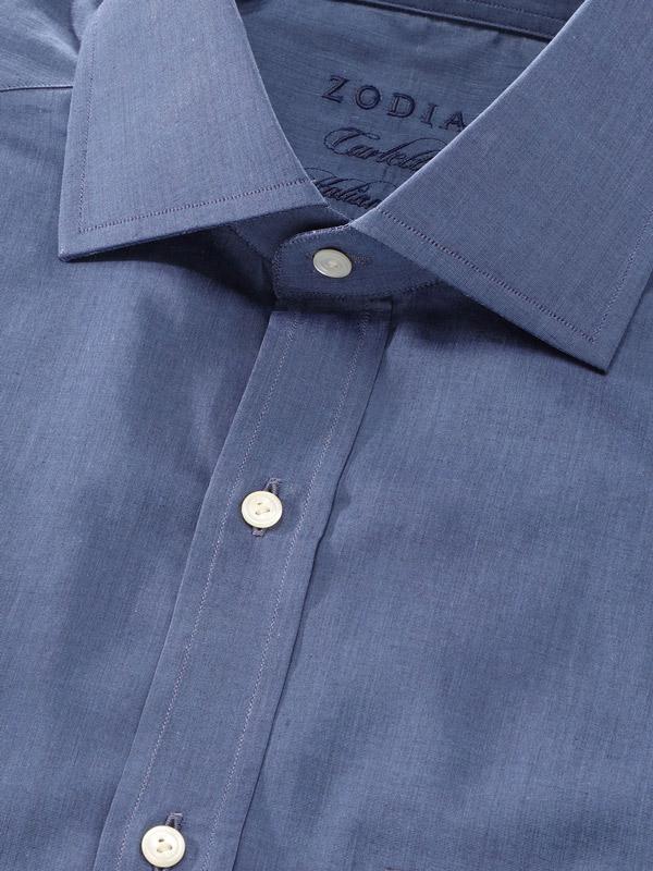 Carletti Blue Solid Full Sleeve Single Cuff Classic Fit  Semi Formal Dark  Italian 100’s Cotton Shirt