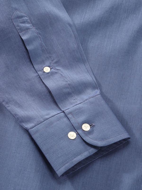 Carletti Blue Solid Full Sleeve Single Cuff Classic Fit  Semi Formal Dark  Italian 100’s Cotton Shirt