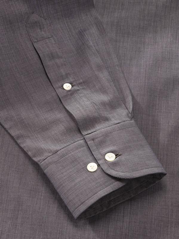 Carletti  Grey Solid Full Sleeve Single Cuff Classic Fit  Semi Formal Dark  Italian 100's Cotton Shirt