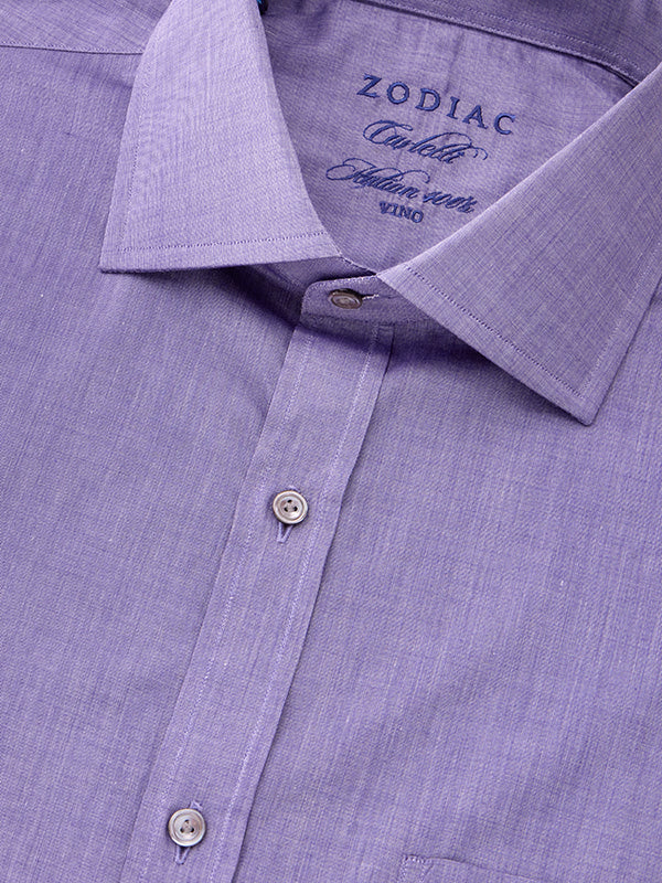 Carletti Purple Solid Full Sleeve Single Cuff Classic Fit Classic Formal Dark Cotton Shirt