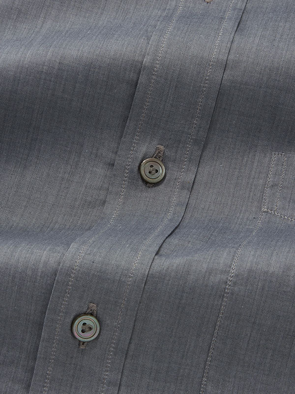 Carletti  Grey Solid Full Sleeve Single Cuff Classic Fit  Semi Formal Dark  Italian 100's Cotton Shirt