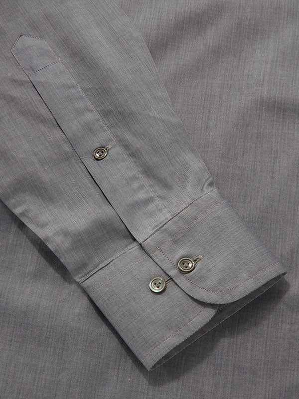 Carletti  Grey Solid Full Sleeve Single Cuff Classic Fit  Semi Formal Dark  Italian 100's Cotton Shirt
