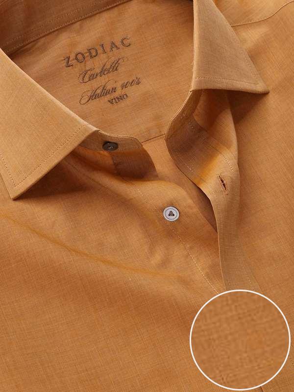 Carletti Ochre Solid Full Sleeve Single Cuff Classic Fit Semi Formal Dark  Italian 100's Cotton Shirt