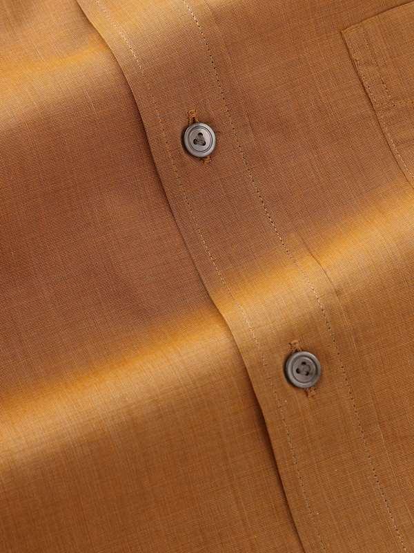 Carletti Ochre Solid Full Sleeve Single Cuff Classic Fit Semi Formal Dark  Italian 100's Cotton Shirt