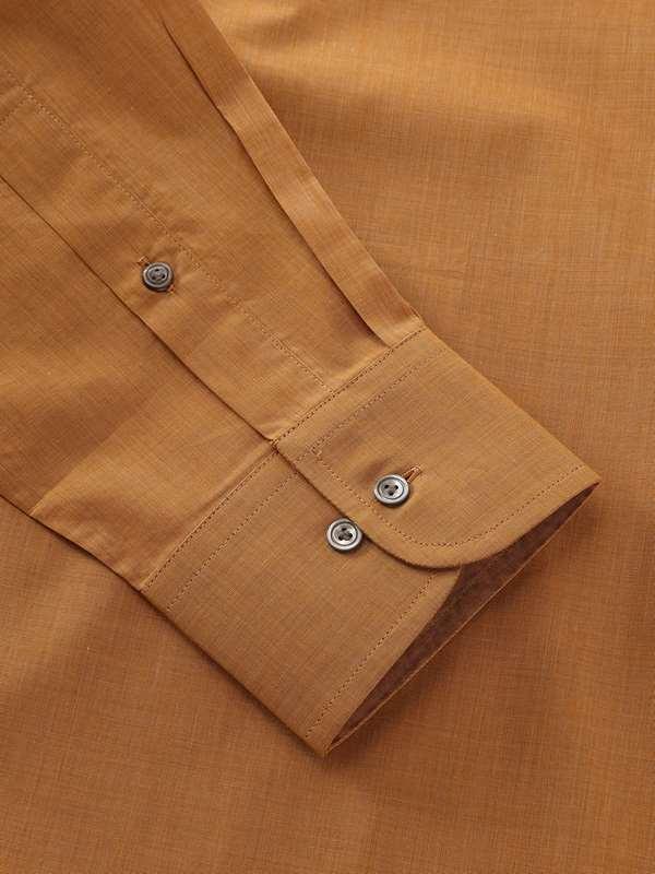 Carletti Ochre Solid Full Sleeve Single Cuff Classic Fit Semi Formal Dark  Italian 100's Cotton Shirt