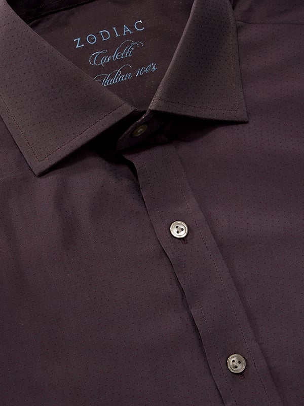 Carletti Purple Solid Full Sleeve Single Cuff Classic Fit  Semi Formal Dark  Italian 100's Cotton Shirt