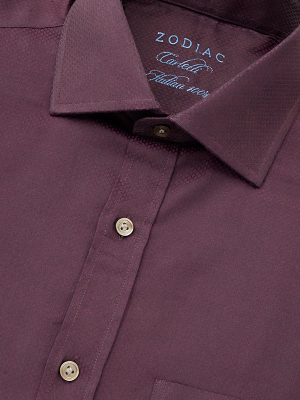 Carletti Aubergine Solid Full Sleeve Single Cuff Classic Fit  Semi Formal Dark  Italian 100’s Cotton Shirt
