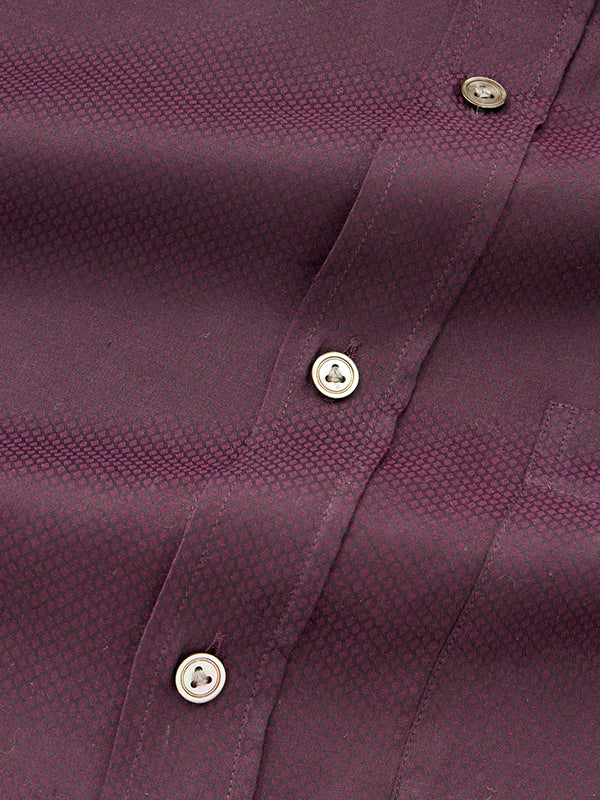 Carletti Aubergine Solid Full Sleeve Single Cuff Classic Fit  Semi Formal Dark  Italian 100’s Cotton Shirt