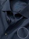Carletti Navy Solid Full Sleeve Single Cuff Classic Fit  Semi Formal Dark  Italian 100's Cotton Shirt