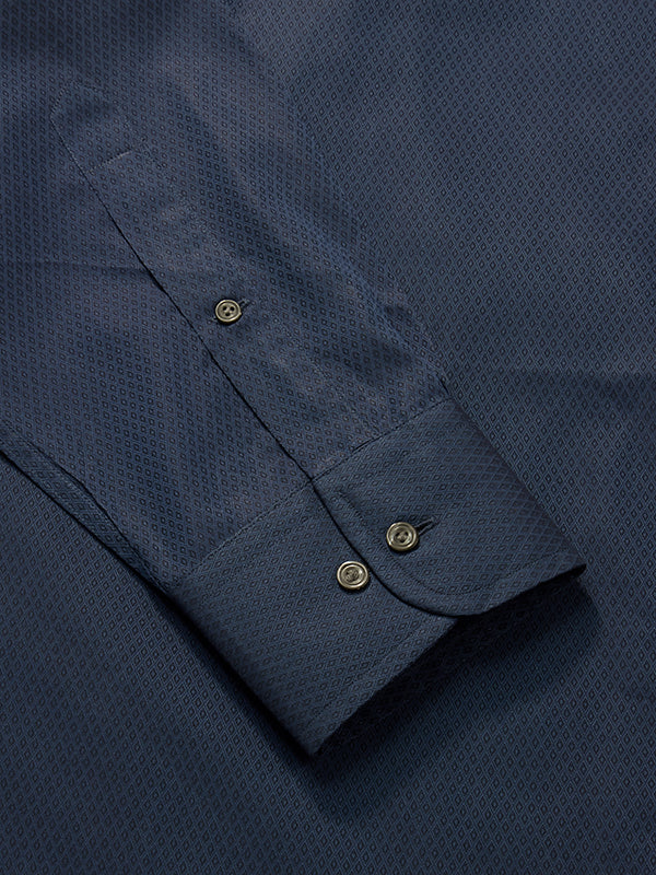 Carletti Navy Solid Full Sleeve Single Cuff Classic Fit  Semi Formal Dark  Italian 100's Cotton Shirt