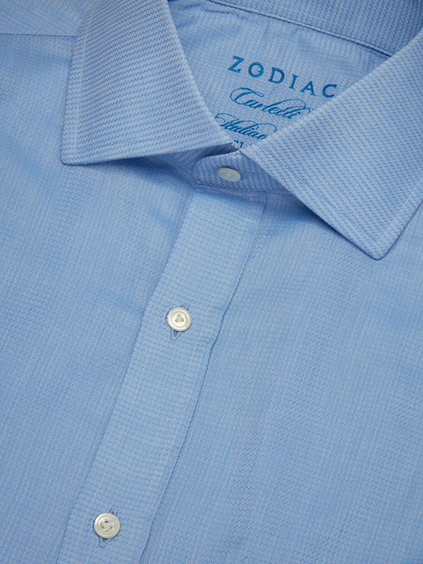 Carletti Blue Solid Full Sleeve Single Cuff Classic Fit Classic Formal Italian 100’s Cotton Shirt