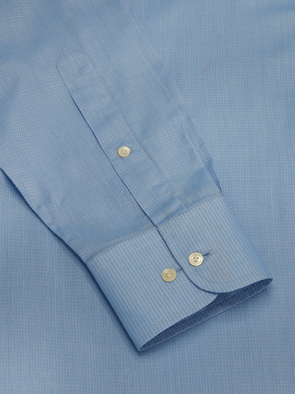 Carletti Blue Solid Full Sleeve Single Cuff Classic Fit Classic Formal Italian 100’s Cotton Shirt
