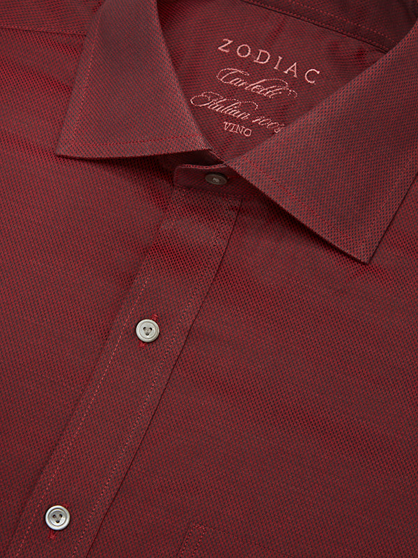 Carletti Maroon Solid Full Sleeve Single Cuff Classic Fit  Semi Formal Dark  Italian 100's Cotton Shirt
