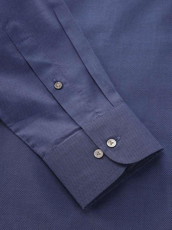 Carletti Navy Solid Full Sleeve Single Cuff Classic Fit  Semi Formal Dark  Italian 100's Cotton Shirt