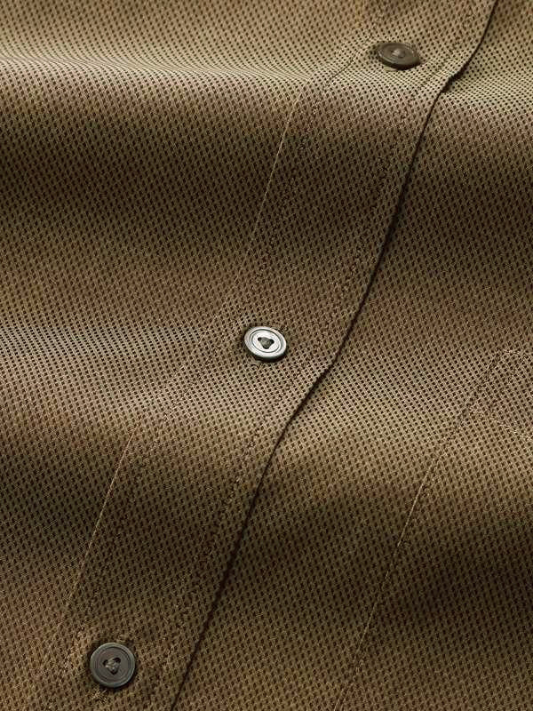Carletti Olive Solid Full Sleeve Single Cuff Classic Fit  Semi Formal Dark  Italian 100's Cotton Shirt