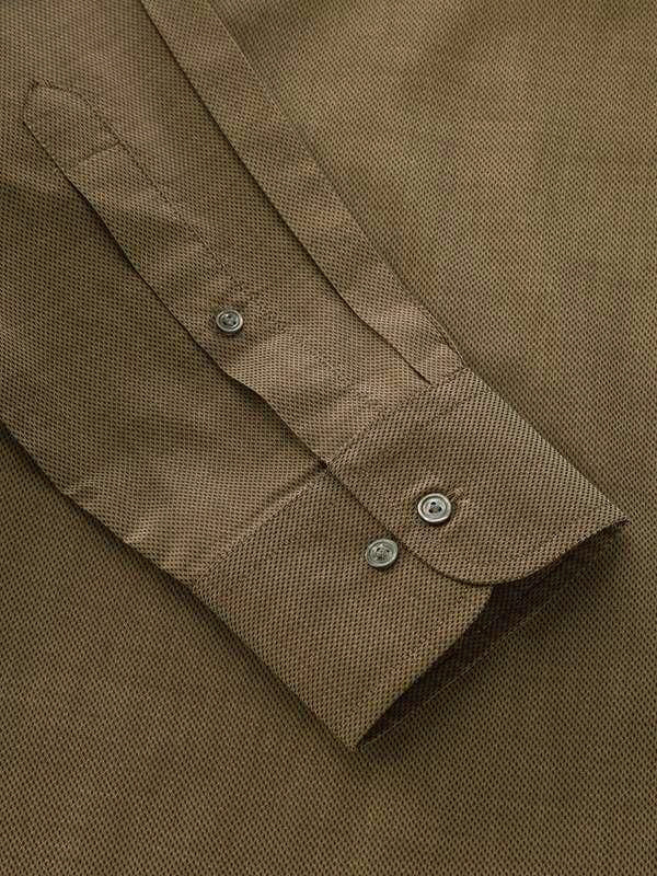 Carletti Olive Solid Full Sleeve Single Cuff Classic Fit  Semi Formal Dark  Italian 100's Cotton Shirt