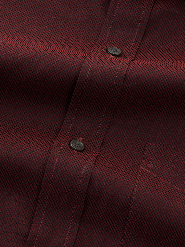 Carletti Burgundy Solid Full Sleeve Single Cuff Classic Fit Semi Formal Dark Italian 100's Cotton Shirt