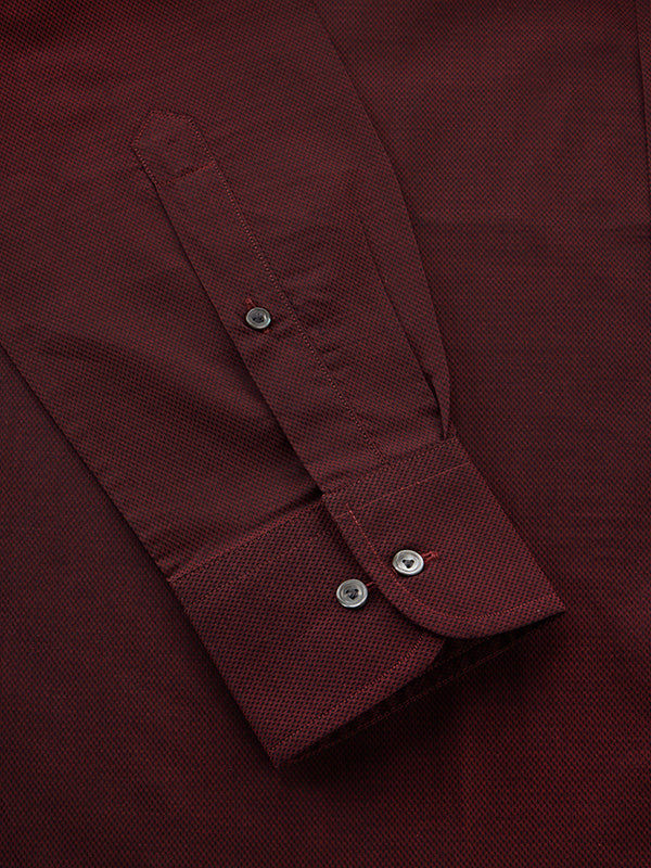 Carletti Burgundy Solid Full Sleeve Single Cuff Classic Fit Semi Formal Dark Italian 100's Cotton Shirt