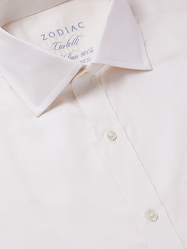 Carletti Cream Solid Full Sleeve Single Cuff Classic Fit Classic Formal Italian 100’s Cotton Shirt