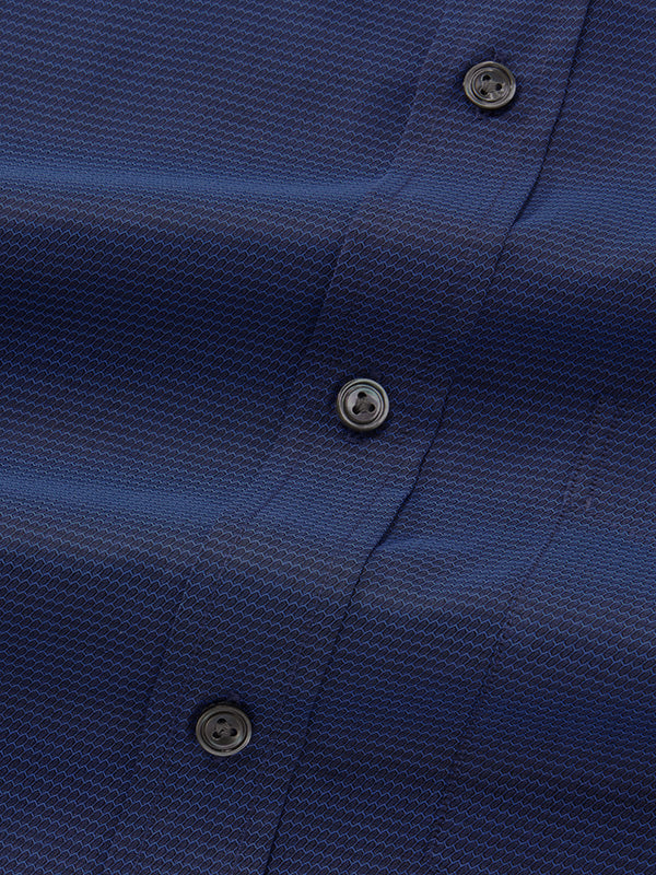 Carletti Navy Solid Full Sleeve Single Cuff Classic Fit Semi Formal Dark Italian 100’s Cotton Shirt