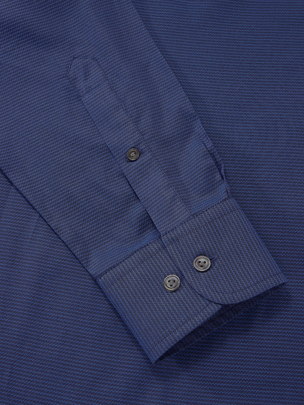 Carletti Navy Solid Full Sleeve Single Cuff Classic Fit Semi Formal Dark Italian 100’s Cotton Shirt