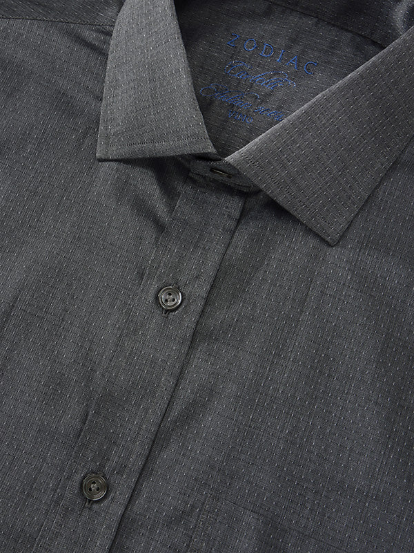 Carletti Dark Grey Solid Full Sleeve Single Cuff Classic Fit Semi Formal Dark Italian 100’s Cotton Shirt