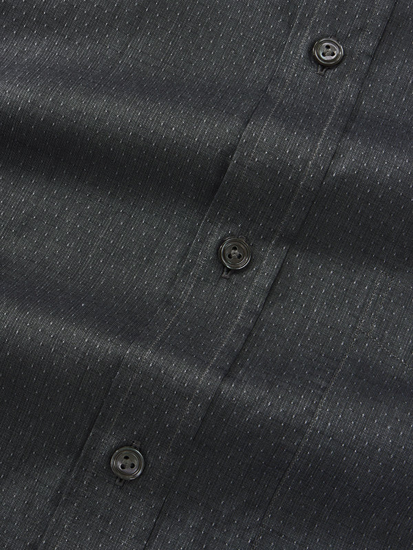 Carletti Dark Grey Solid Full Sleeve Single Cuff Classic Fit Semi Formal Dark Italian 100’s Cotton Shirt