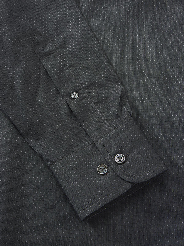 Carletti Dark Grey Solid Full Sleeve Single Cuff Classic Fit Semi Formal Dark Italian 100’s Cotton Shirt