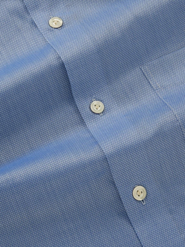 Carletti Blue Solid Full Sleeve Single Cuff Tailored Fit Classic Formal Italian 100’s Cotton Shirt