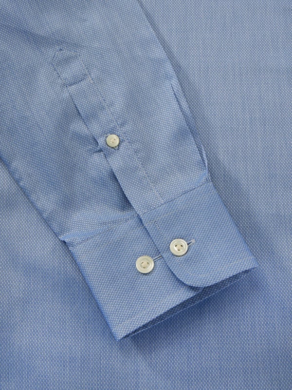 Carletti Blue Solid Full Sleeve Single Cuff Tailored Fit Classic Formal Italian 100’s Cotton Shirt
