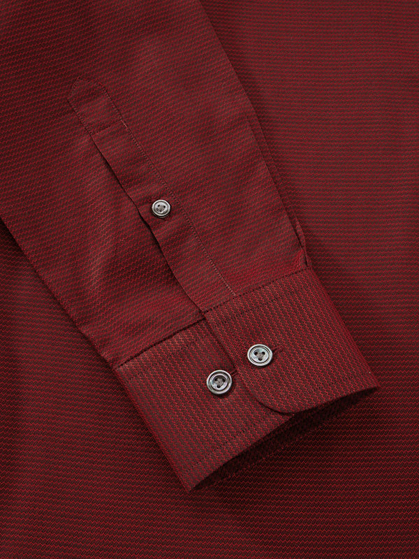 Carletti Maroon Solid Full Sleeve Single Cuff Tailored Fit Semi Formal Dark Italian 100’s Cotton Shirt