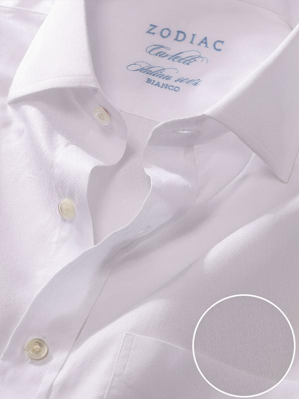 Carletti White Solid Full Sleeve Single Cuff Classic Fit Classic Formal Italian 100’s Cotton Shirt