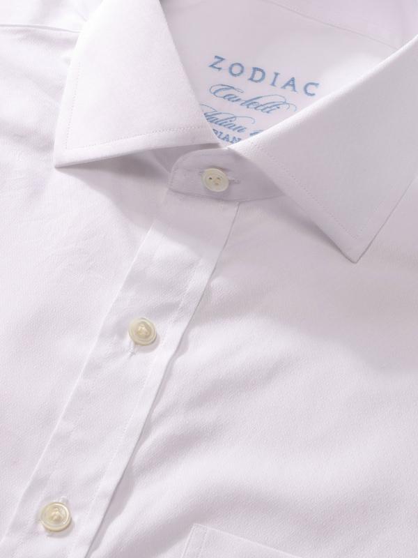 Carletti White Solid Full Sleeve Single Cuff Classic Fit Classic Formal Italian 100’s Cotton Shirt