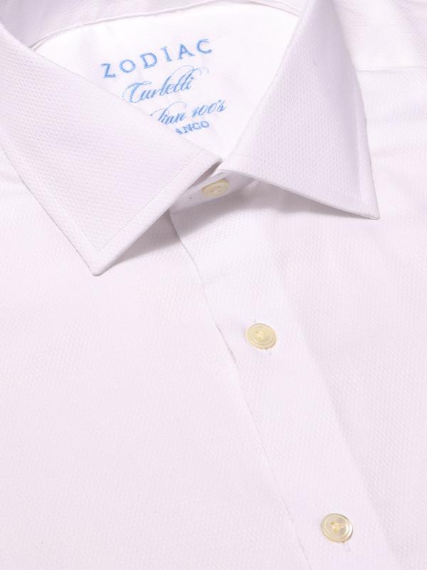 Carletti White Solid Full Sleeve Single Cuff Tailored Fit Classic Formal Italian 100’s Cotton Shirt