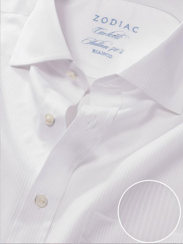 Carletti White Striped Full Sleeve Single Cuff Classic Fit Classic Formal Italian 100’s Cotton Shirt