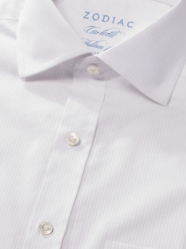 Carletti White Striped Full Sleeve Single Cuff Classic Fit Classic Formal Italian 100’s Cotton Shirt